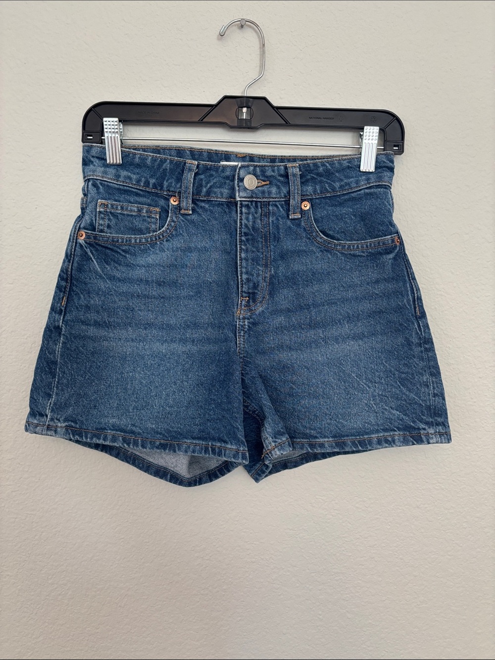 H&M Dark Blue High-Rise Denim Shorts - Women